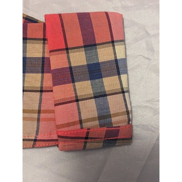 Janie And Jack Boys Size 3 Red Plaid Long Sleeve Button Up Shirt Roll Sleeve - Picture 6 of 13